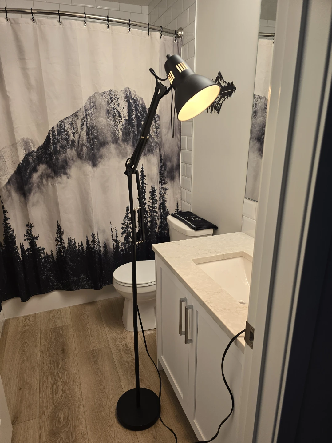 Black Floor Lamp with Adjustable Arm