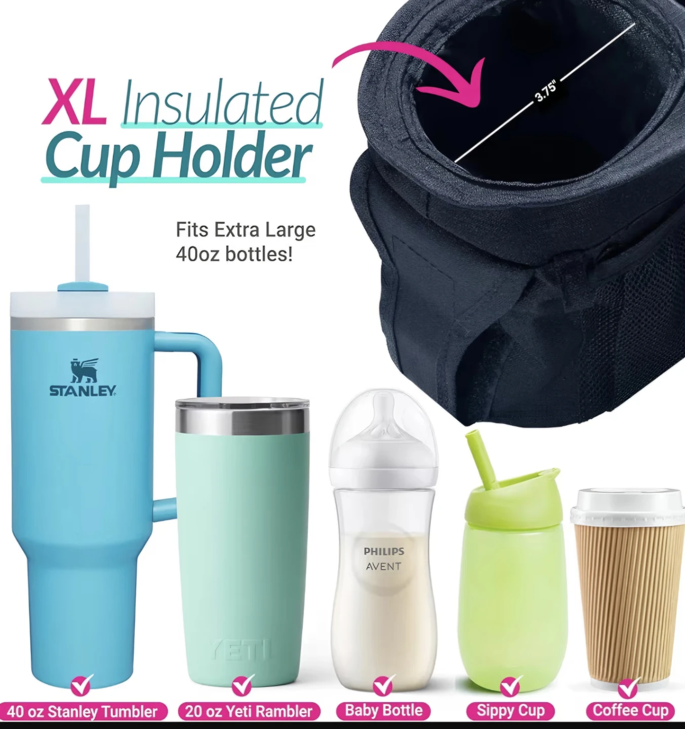 SWANOO Stroller Organizer with Insulated Cup Holders & Mirror - photo 5