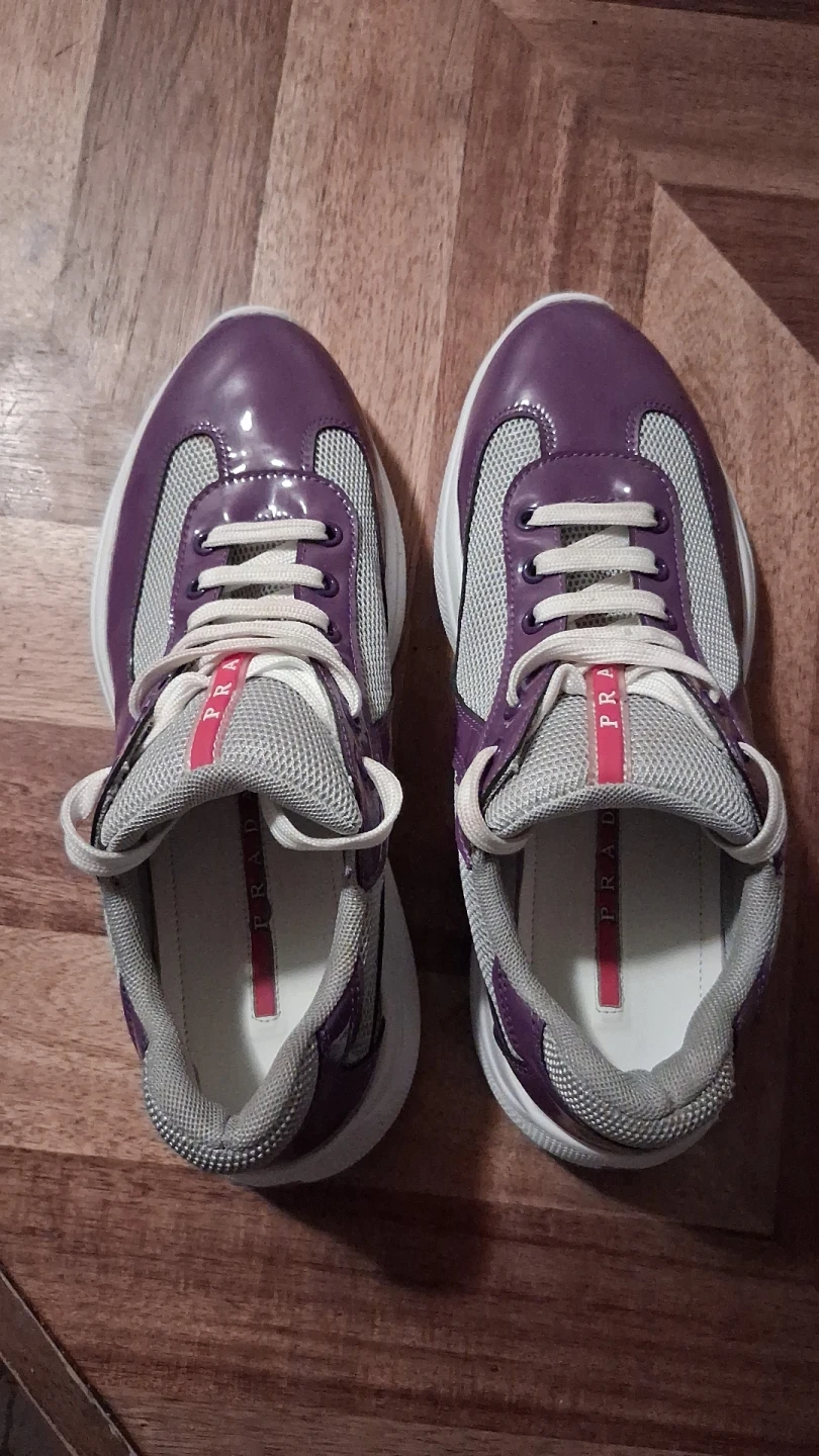 Prada Women's Purple & Gray Leather Sneakers