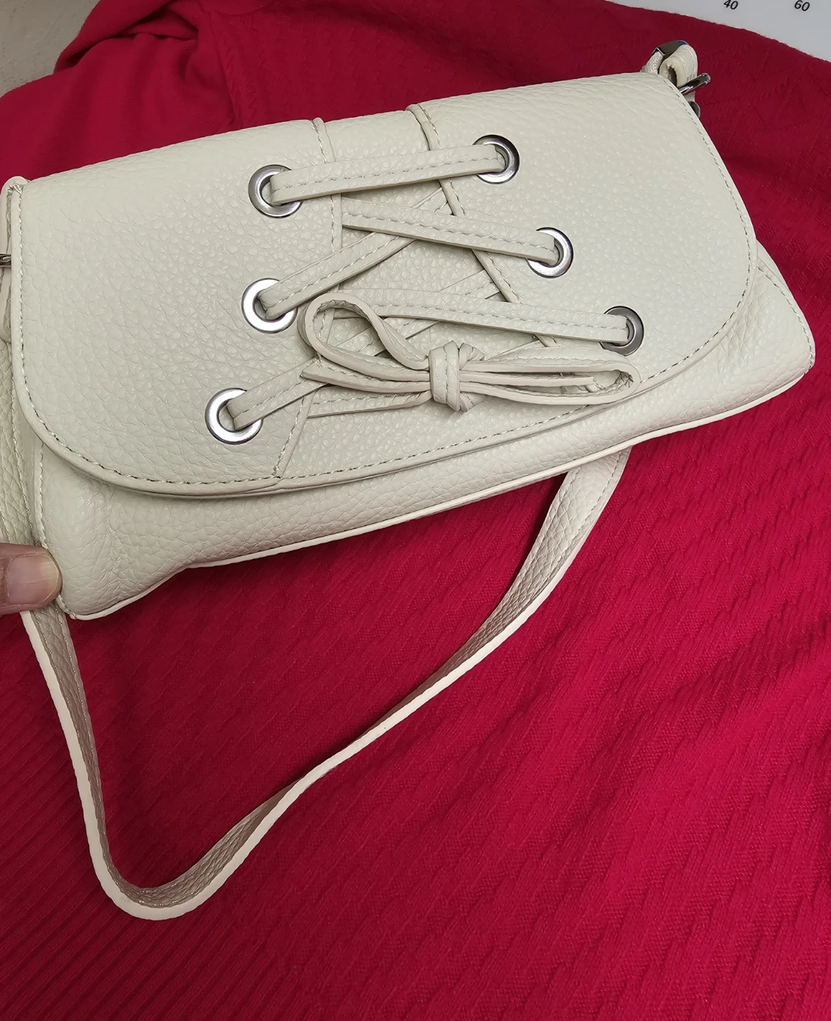 Cream Leather Crossbody Bag - photo 2