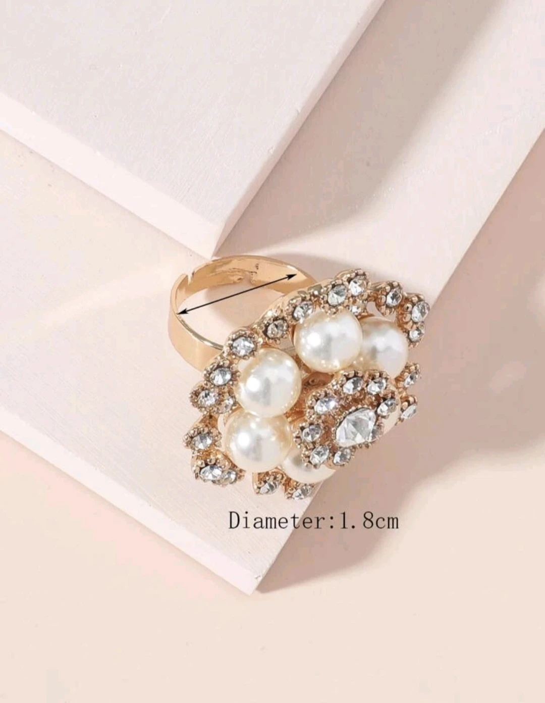 Pearl and Rhinestone Flower Ring ⚽️ - photo 4