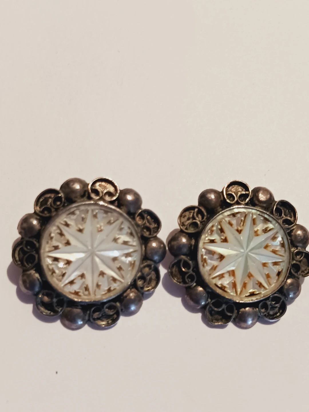 Sterling Silver Jerusalem Mother of Pearl Clip on Earrings - photo 4