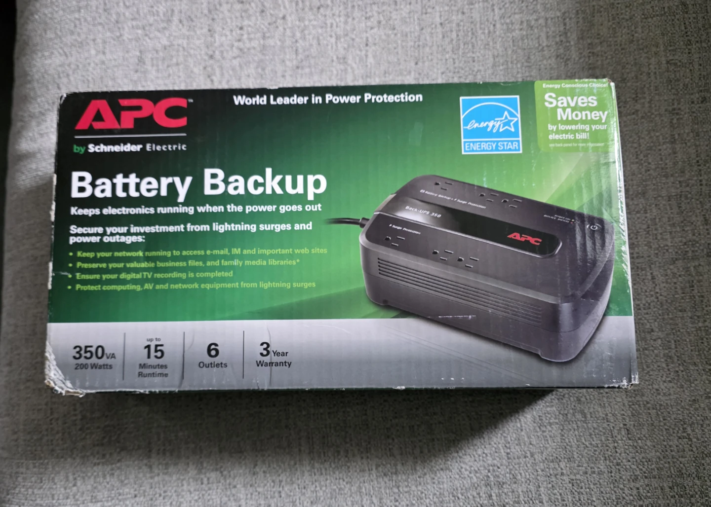 APC BE350R Back-UPS ES 350 Battery Backup Surge Protector