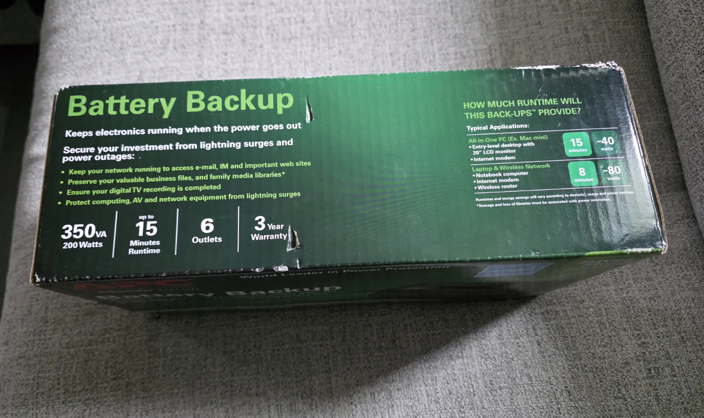 APC BE350R Back-UPS ES 350 Battery Backup Surge Protector - photo 3