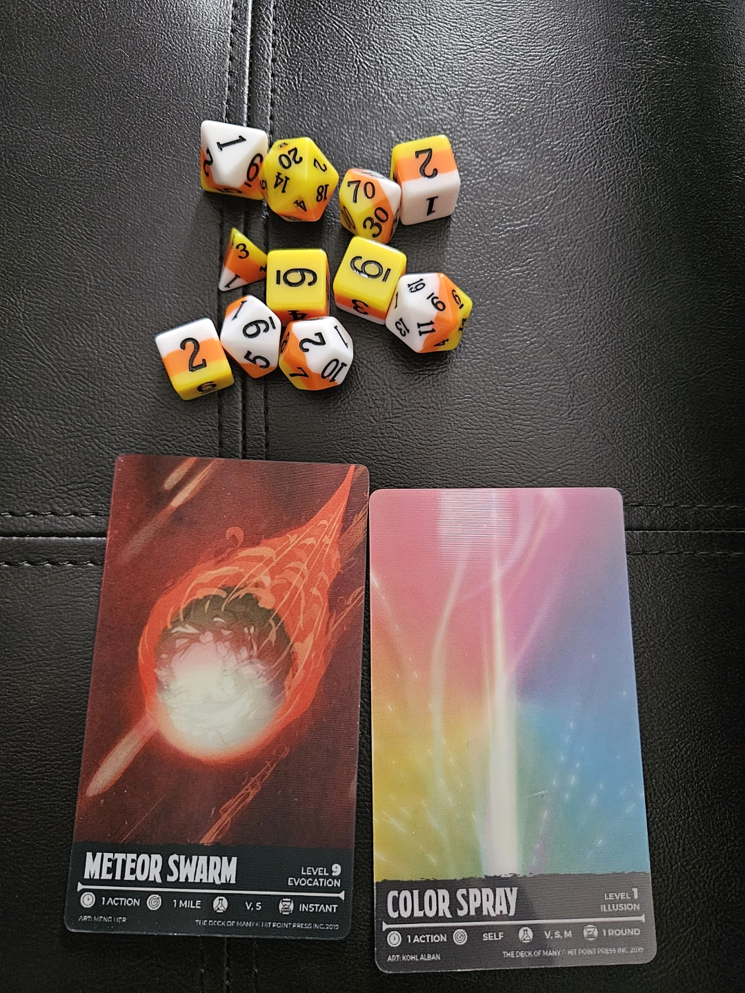 D&d lot dice and animated reference cards lot