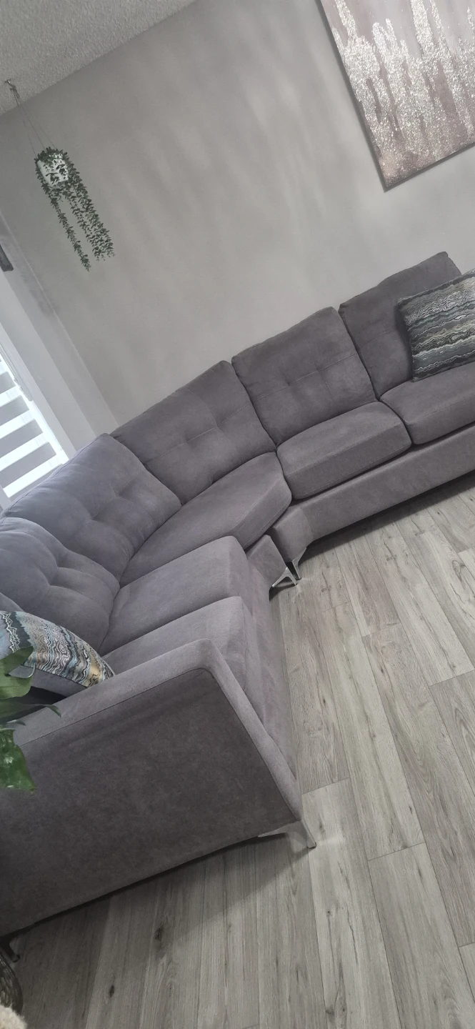 Grey Sectional Sofa with Pillows