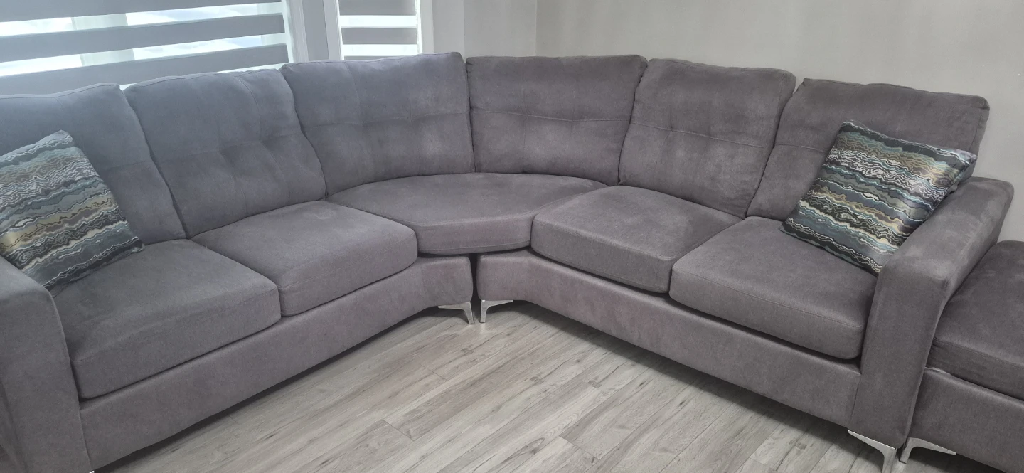 Grey Sectional Sofa with Pillows - photo 2