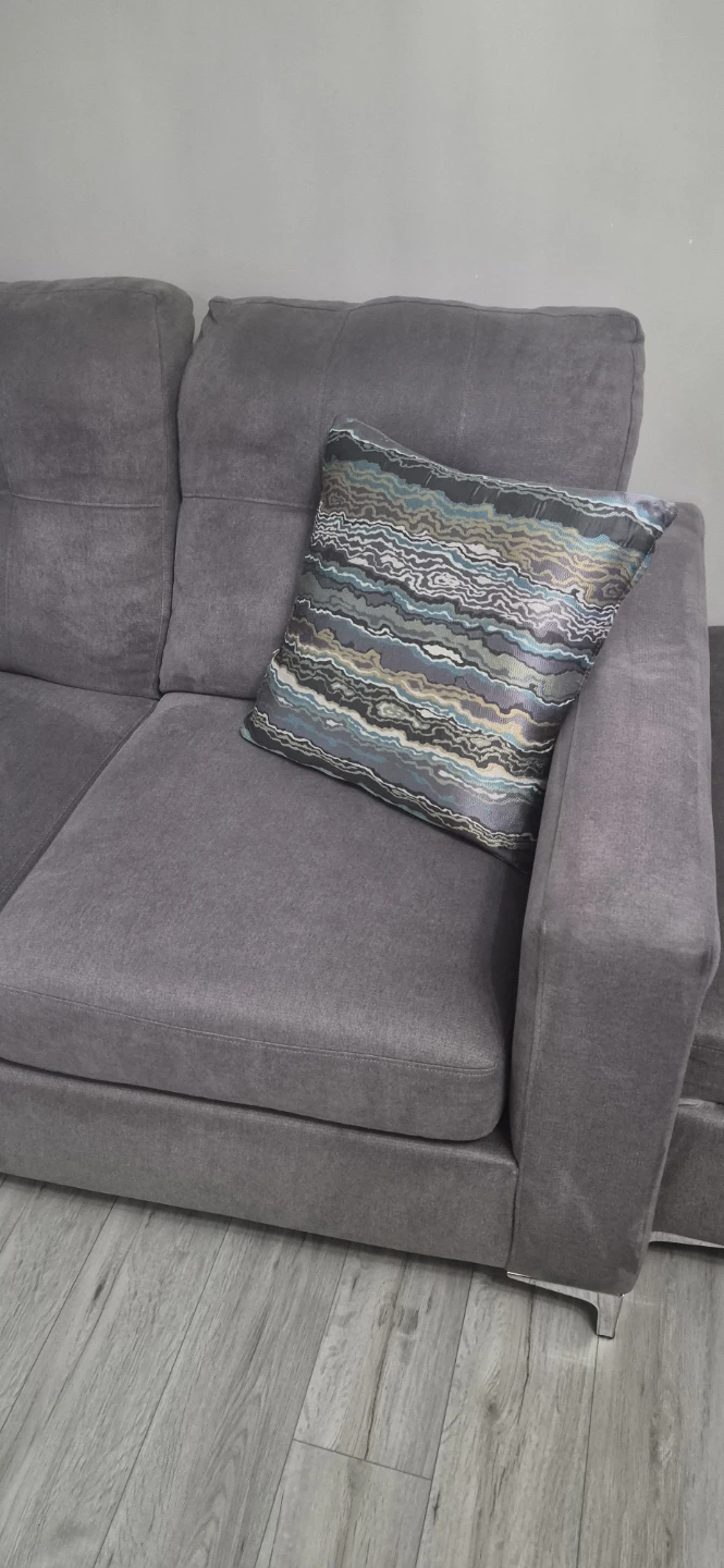 Grey Sectional Sofa with Pillows - photo 4