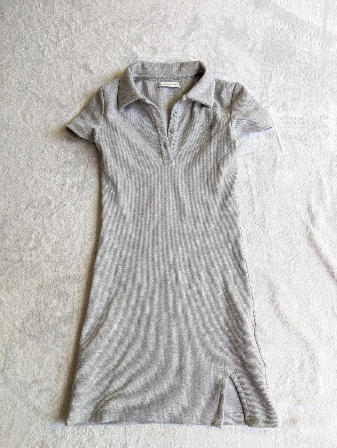 ⚽My Mum Made It Grey Ribbed Polo Dress