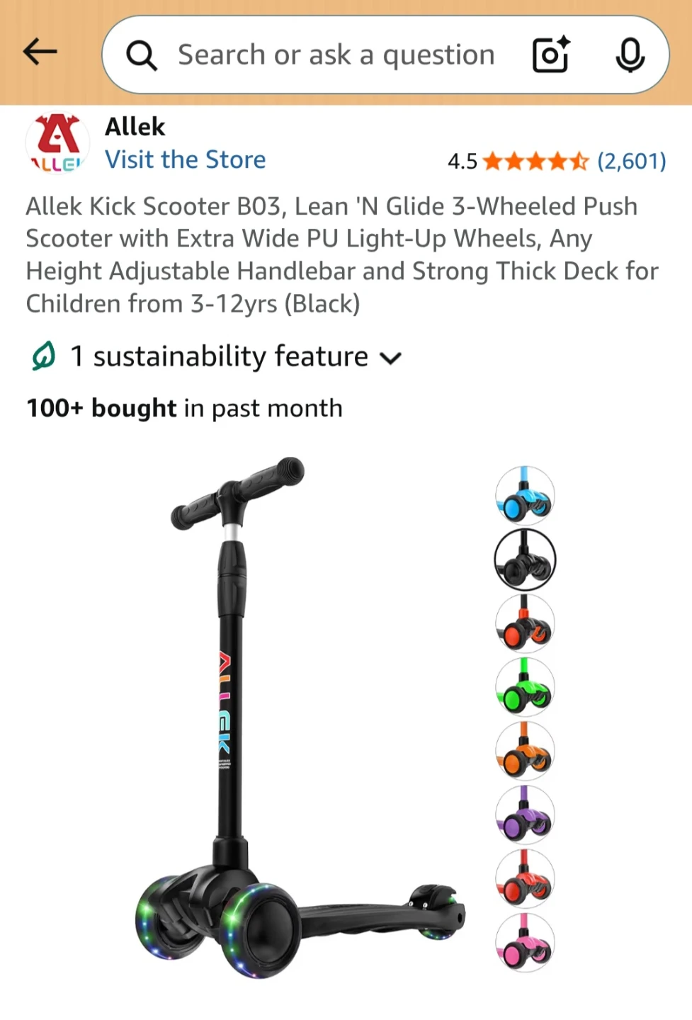 Adjustable handle  hight and  light up wheel scooter kids - photo 2