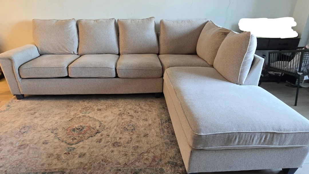 Beige Sectional Sofa with Chaise - photo 3