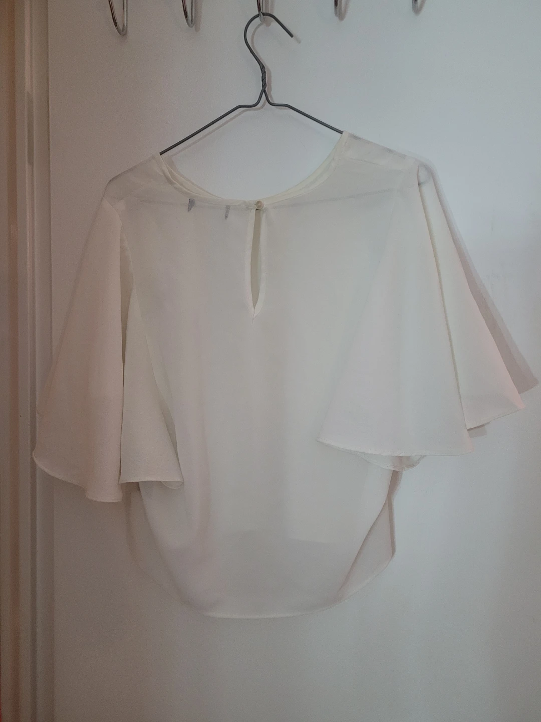 White Blouse with Flutter Sleeves - photo 2