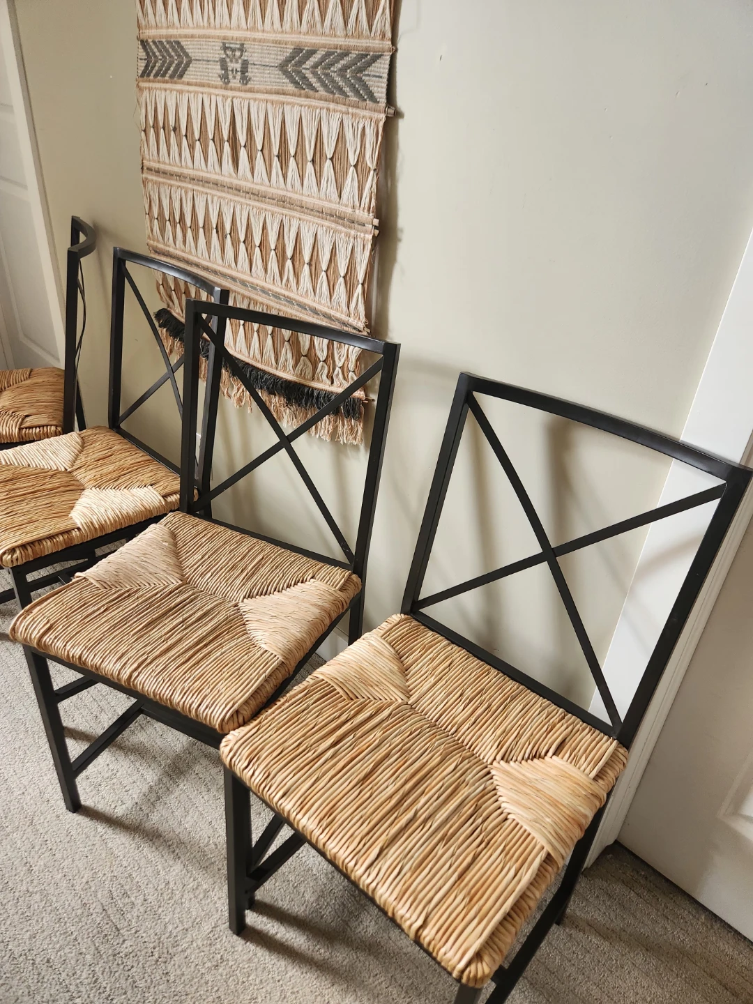Set of 4 Woven Seat Dining Chairs - photo 3