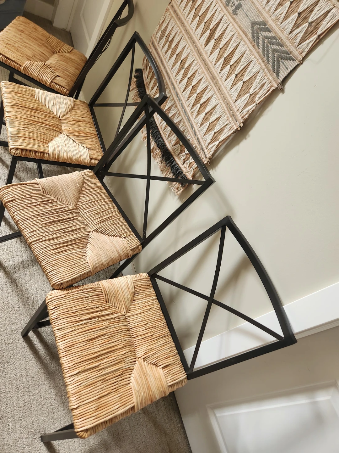 Set of 4 Woven Seat Dining Chairs - photo 5