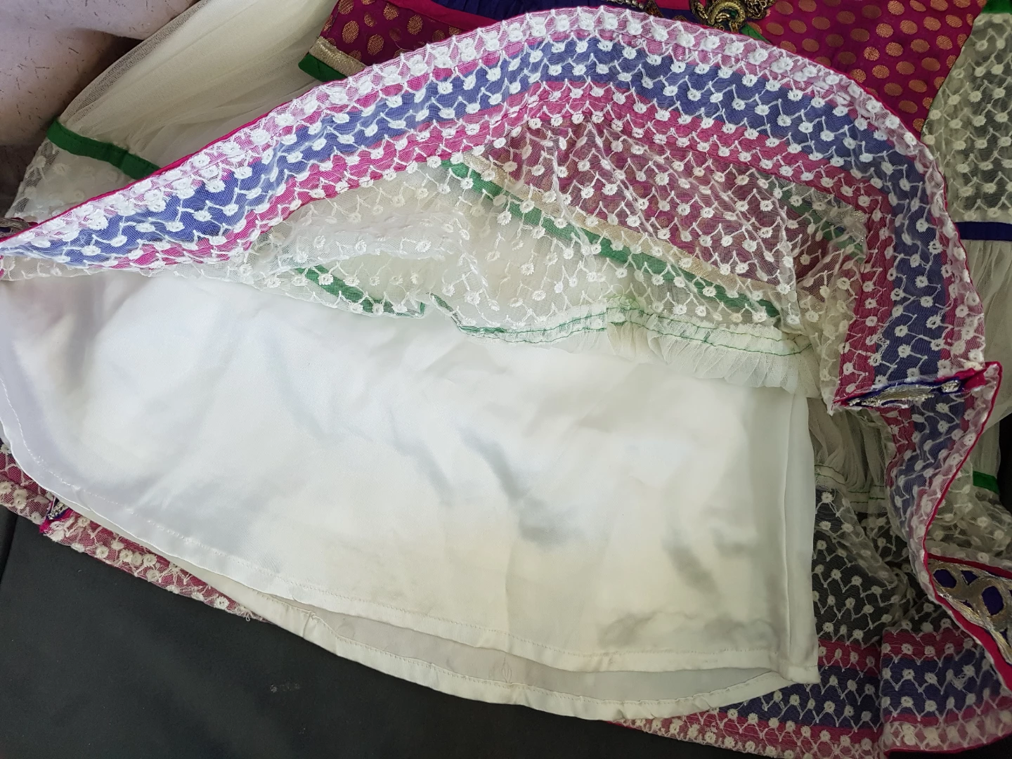 Brand new Lenga Girls' white Dress with Pink and Green - photo 2