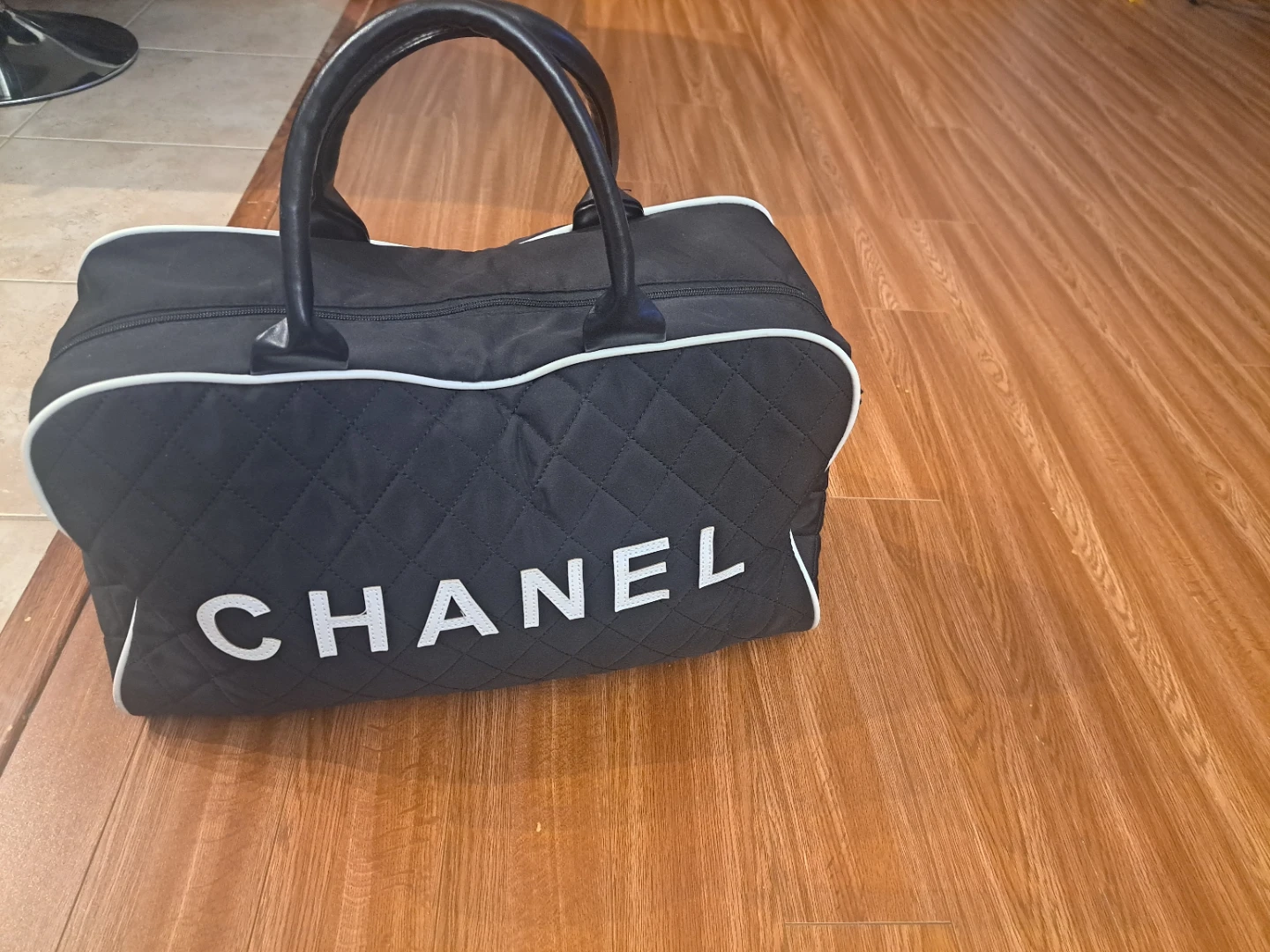 Black Quilted Duffel Bag