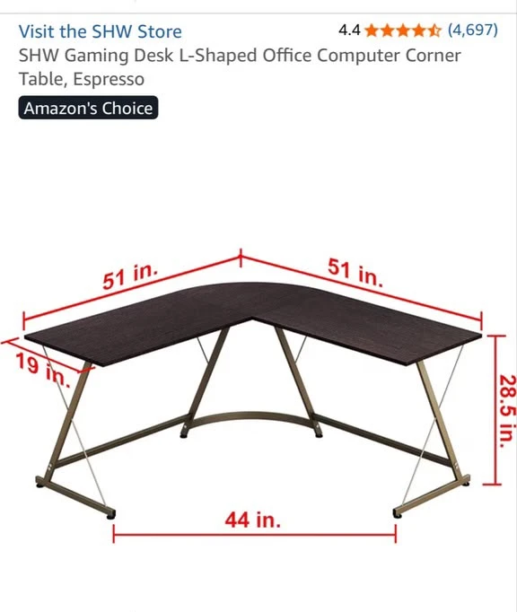 Espresso brown L-Shaped Corner Desk - photo 2