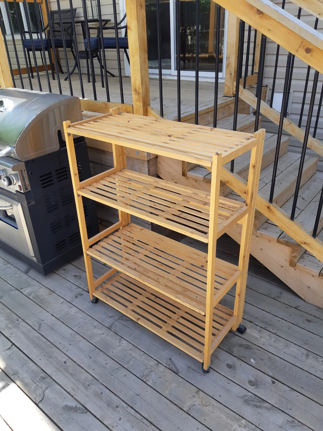 4 tier compactible wood shelving unit