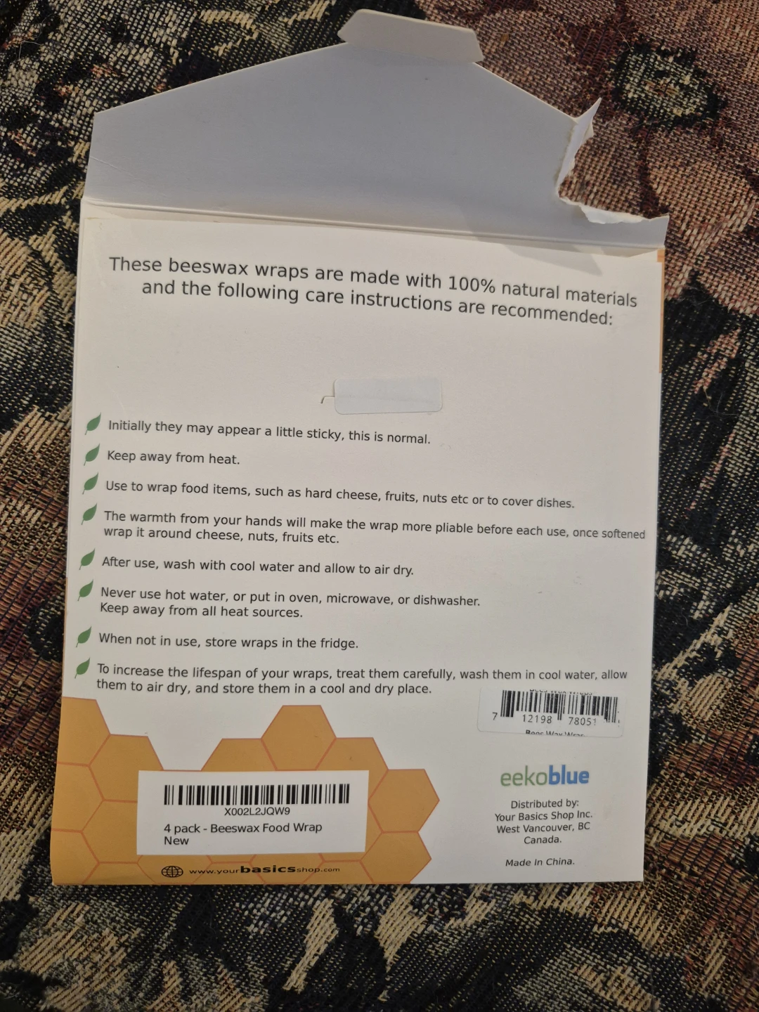 Eekoblue Beeswax Food Wraps - 4 Pack - photo 2