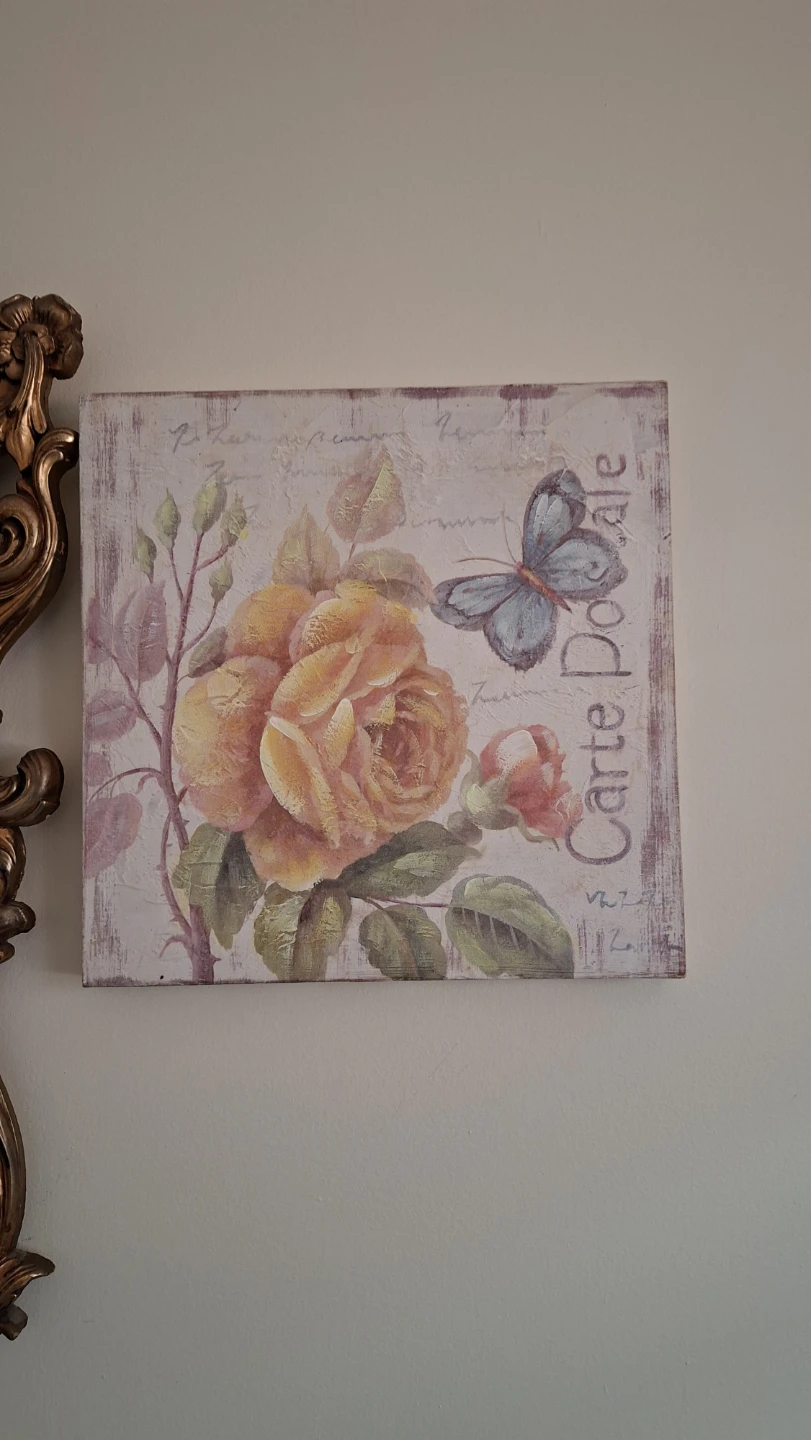 Wall Art Painting with Roses and Butterfly - photo 3