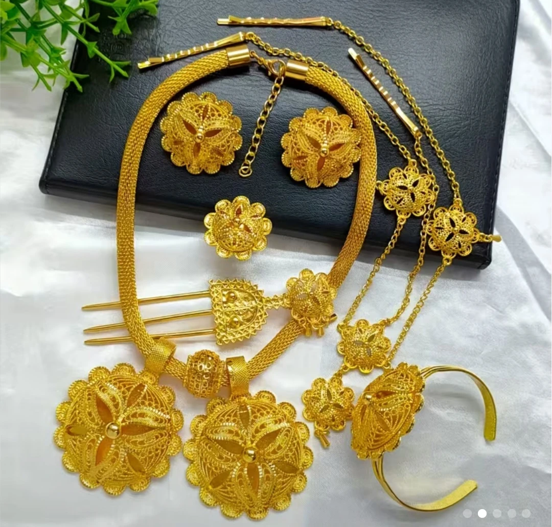 Eritrean/Ethiopian Traditional 24k Gold plated Jewelry Set