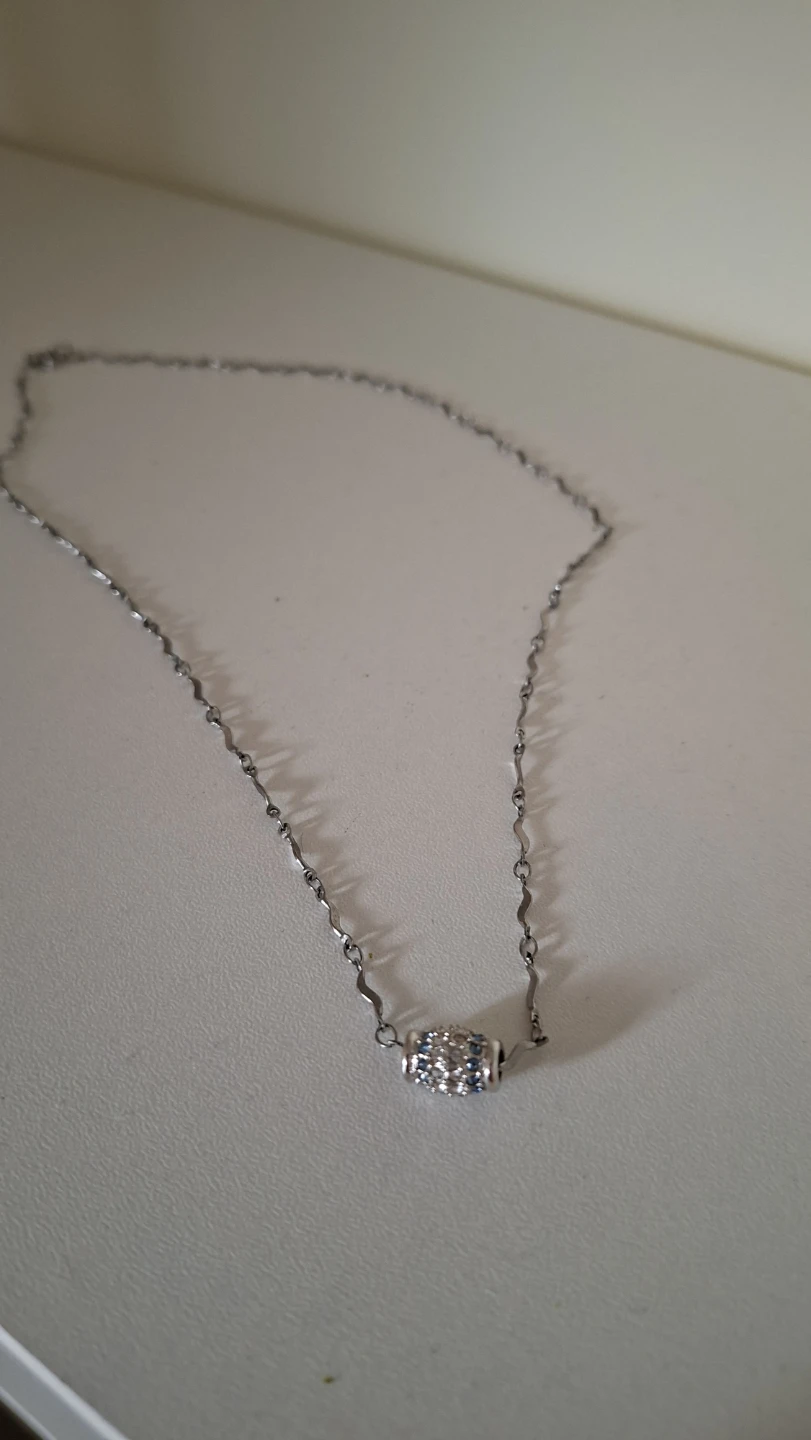 Silver-tone Necklace with Blue and Clear Stones
