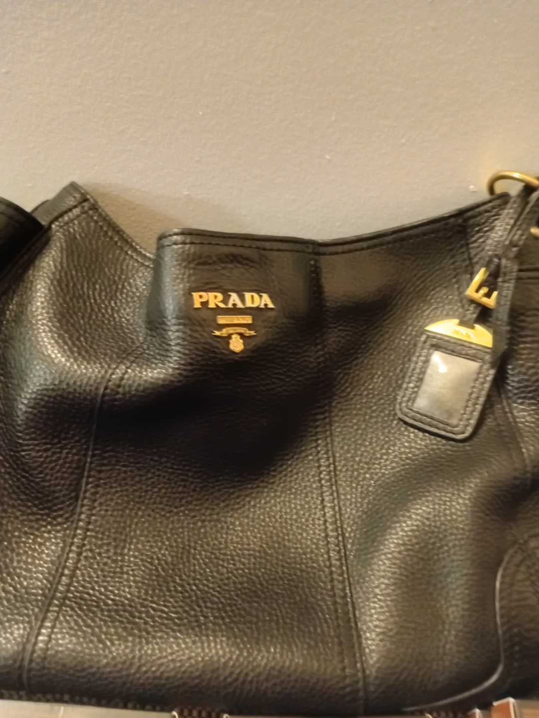 Prada Black Leather Hobo Bag