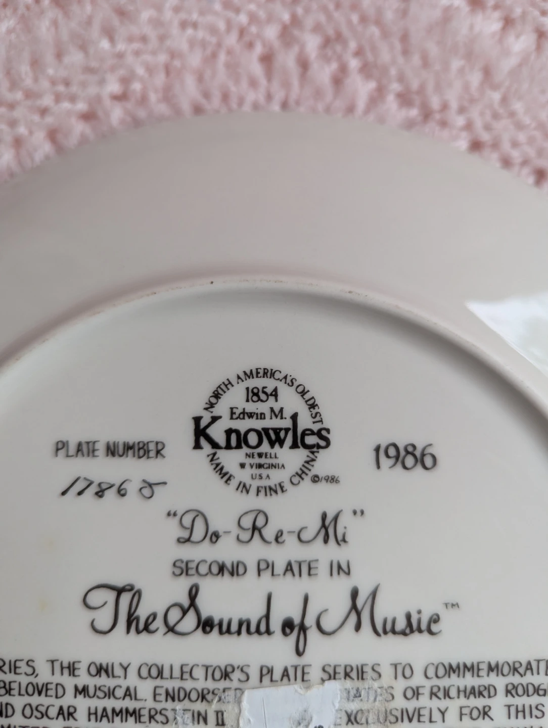 Knowles "Do-Re-Mi" Collector Plate - 1986 - photo 2