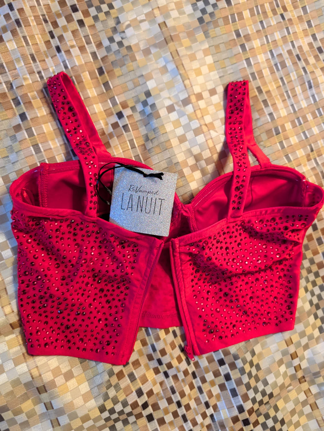Red Embellished Bustier Top - photo 2