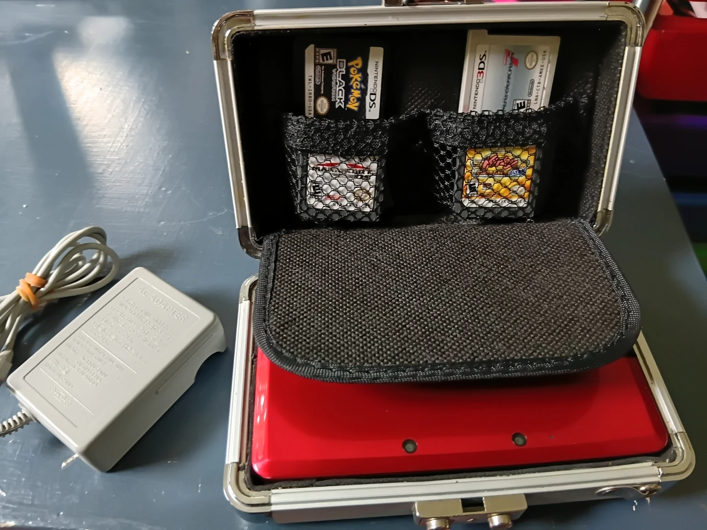 Nintendo 3DS Red with Games case and charger