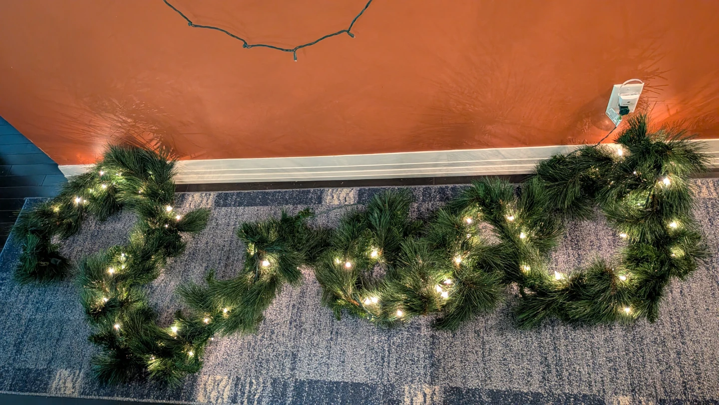 2 Lighted Pine Garlands with White Lights