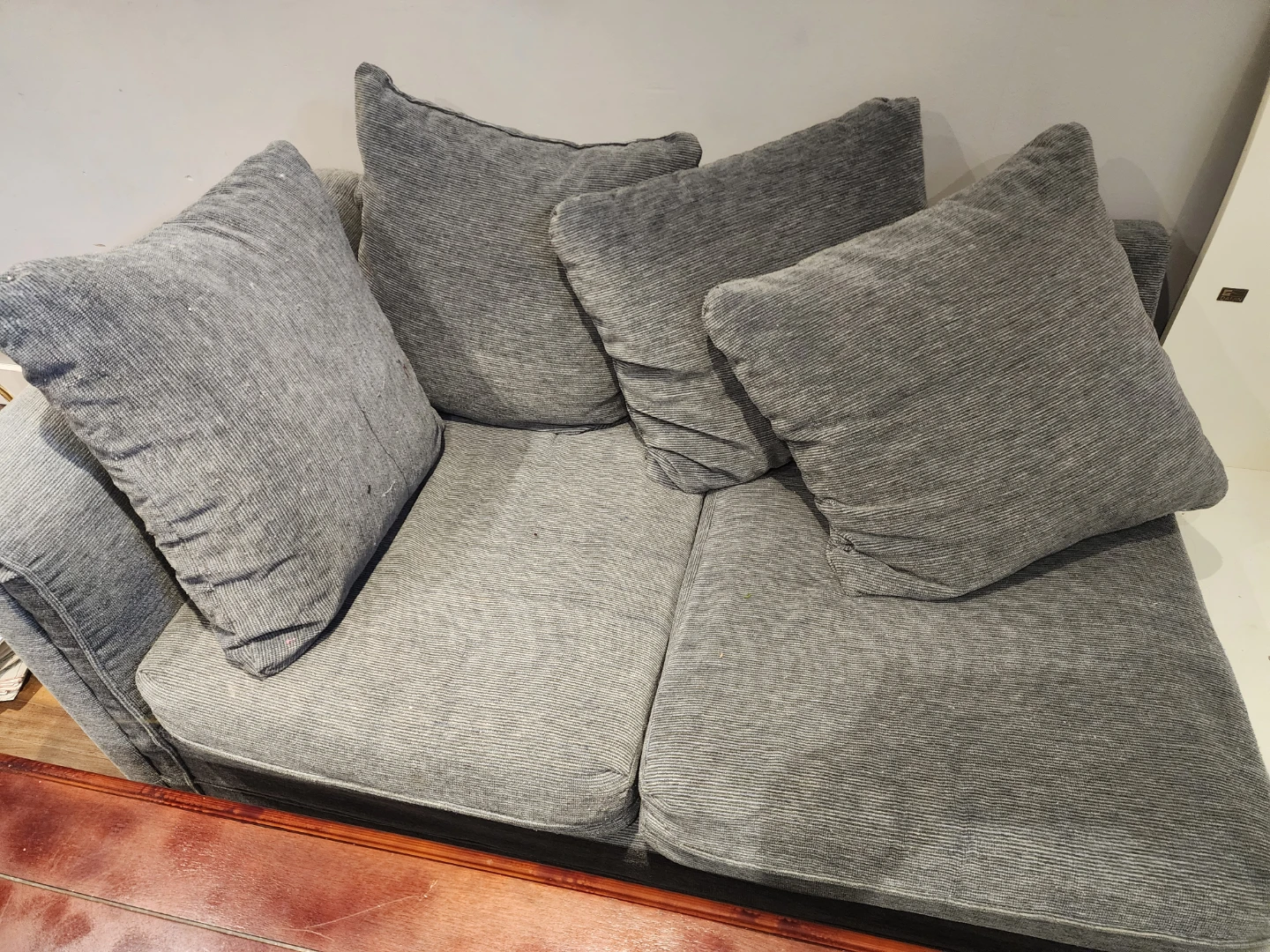 Grey Loveseat Sofa with Accent Pillows