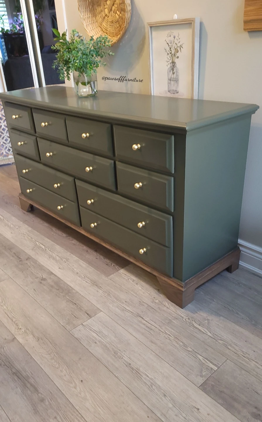 Refinished Green Dresser with Gold Knobs - photo 3