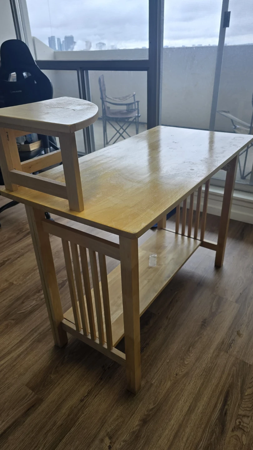 Wooden Folding Table with Shelf