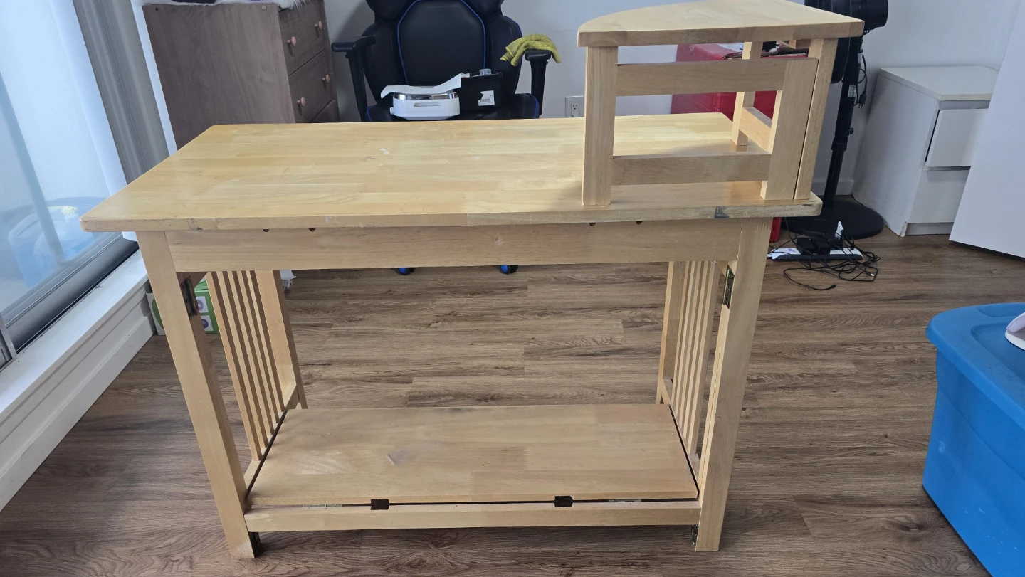 Wooden Folding Table with Shelf - photo 3
