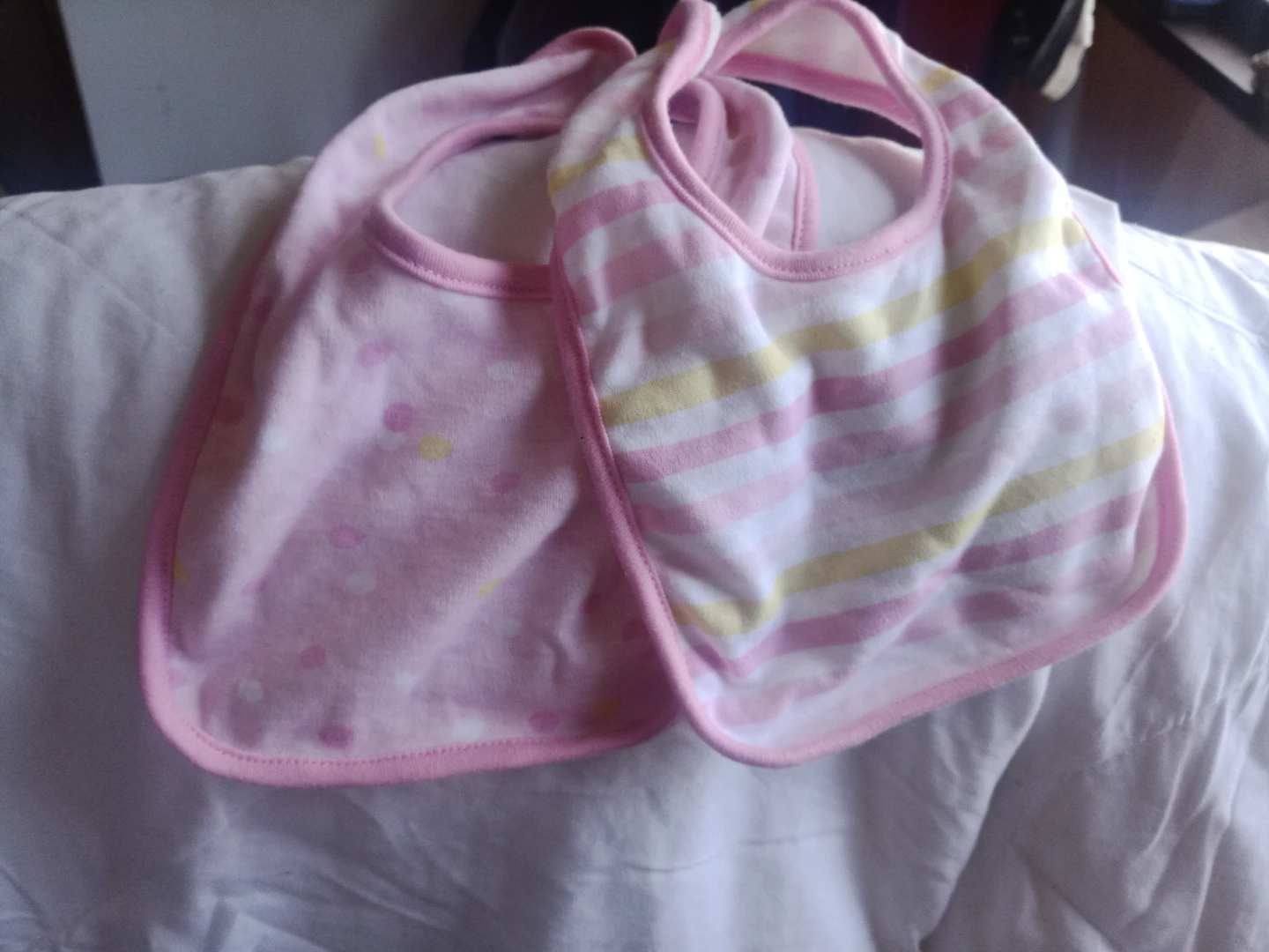 Baby Bibs - Pink Stripe & Dot Pattern