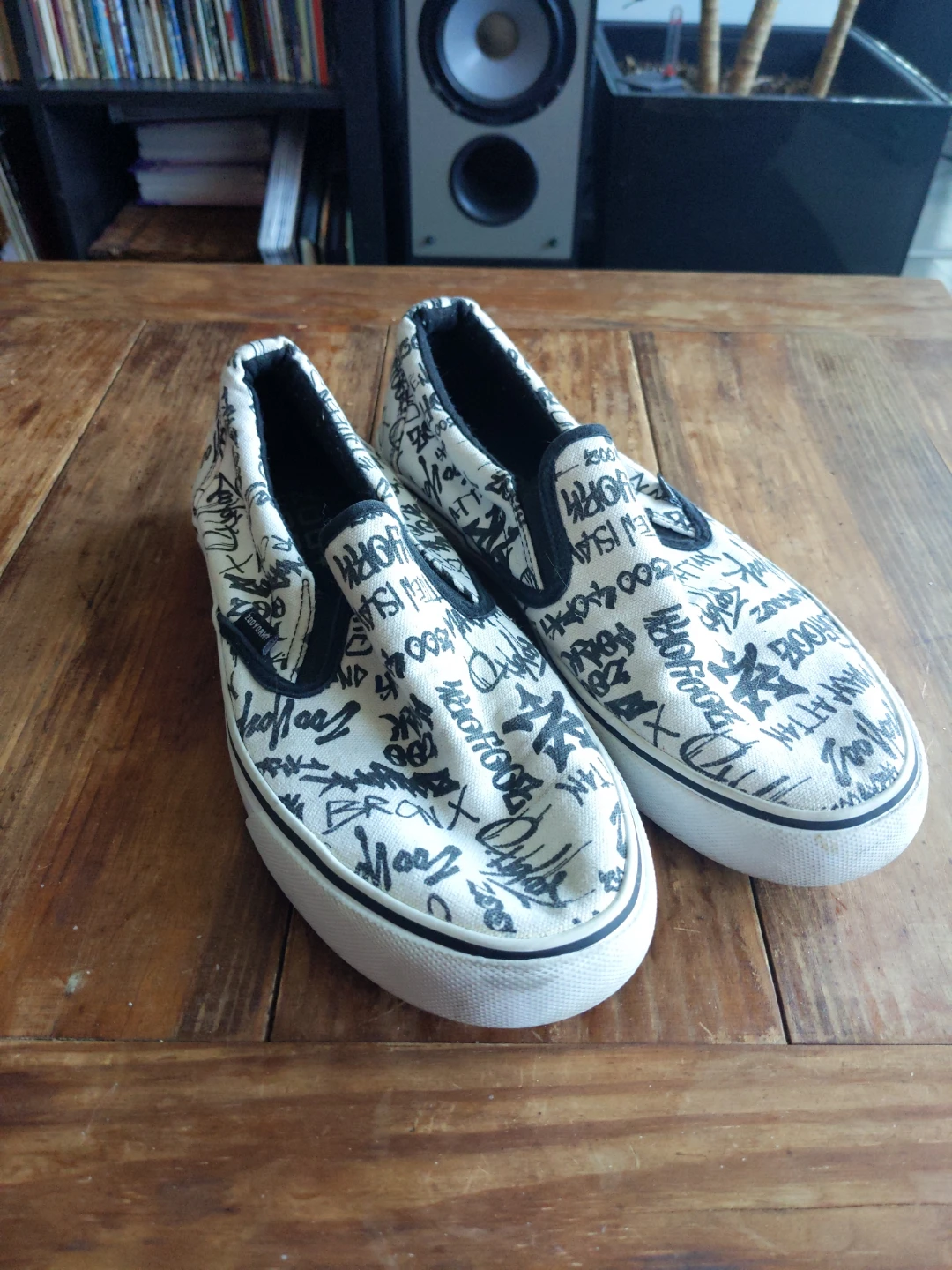 Slip-On Graffiti Print Shoes. Men's size 10