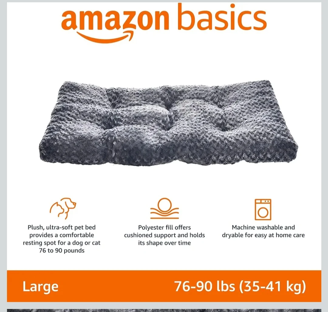 Amazon Basics Plush Pet Bed - Large