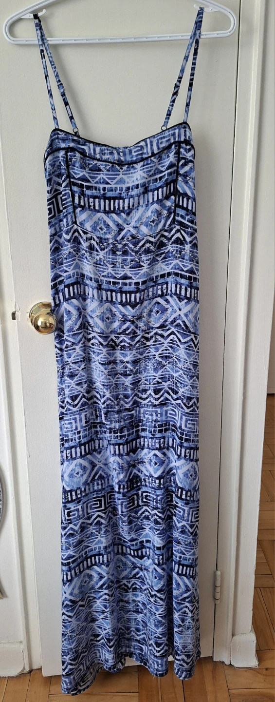 Guilty Maxi Dress - Blue Geometric Print