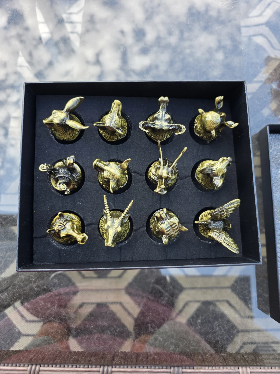 Set of 12 Animal Head Shot Glass Charms
