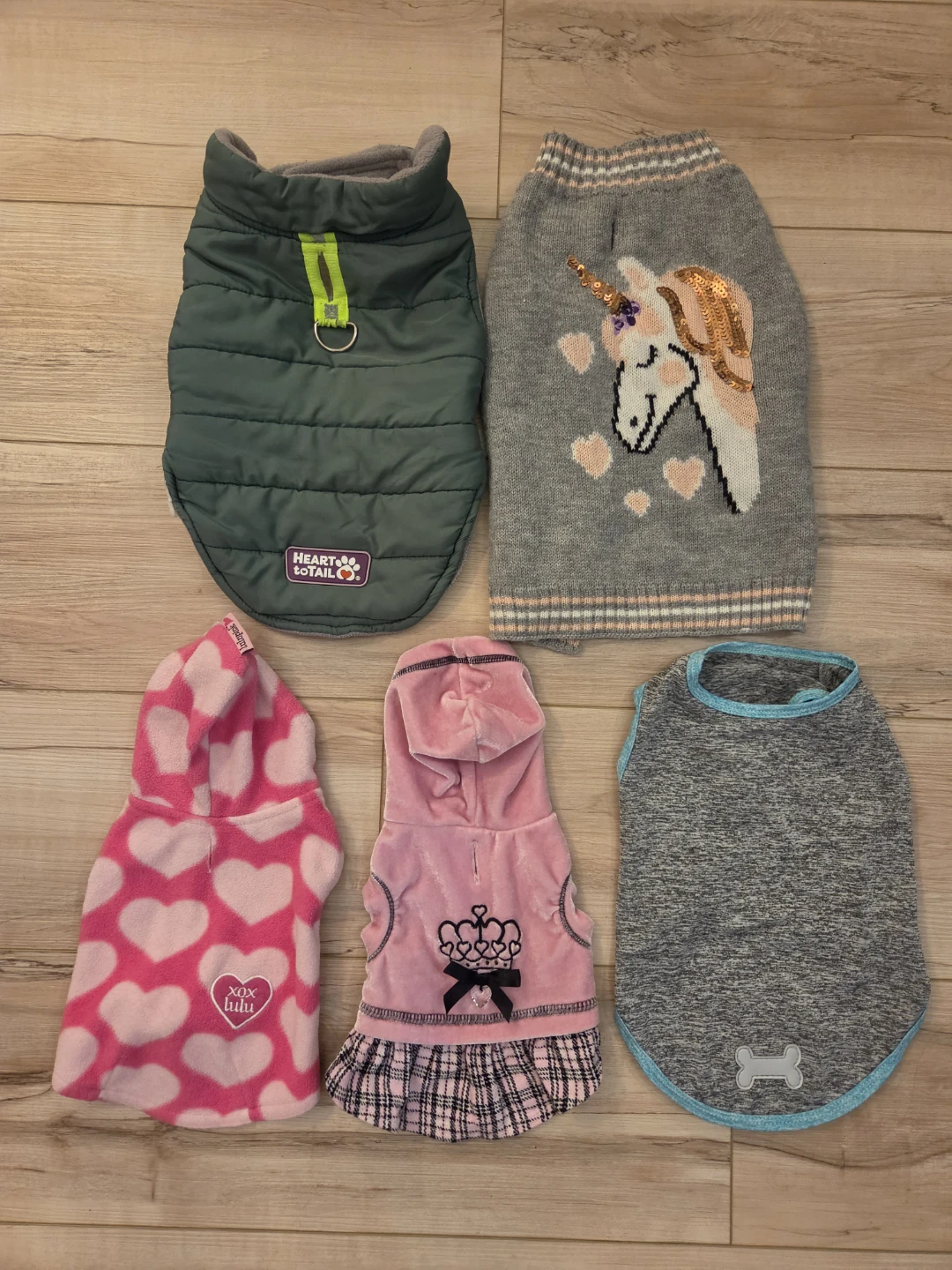 Lot of 5 Dog Clothing Sizes XS, S, & M