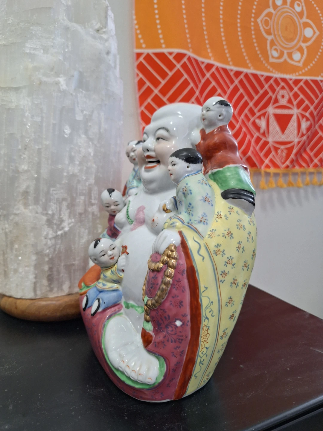 Laughing Buddha Figurine with Children - photo 3