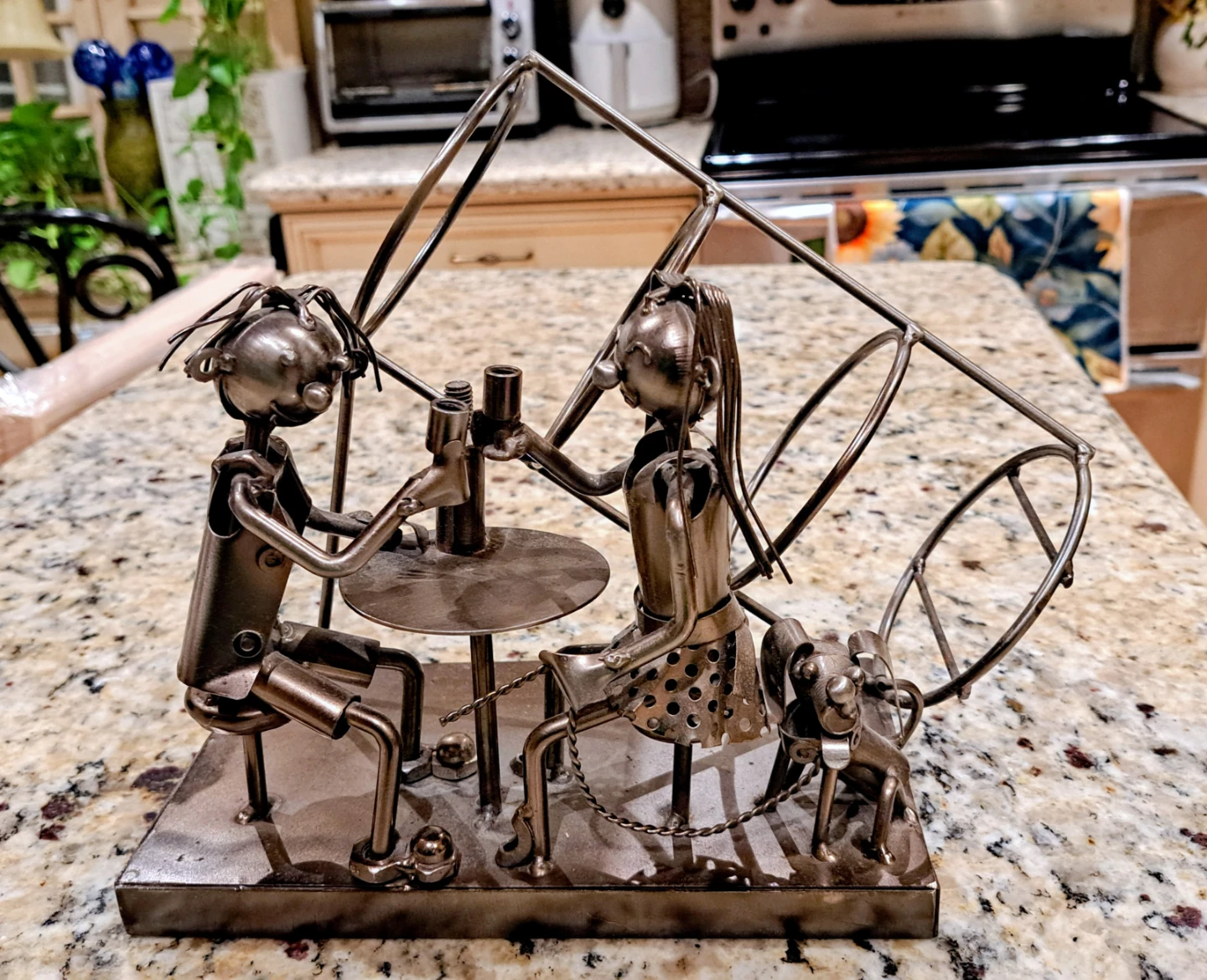 Unique Metal Figurine Wine Bottle Holder - photo 2