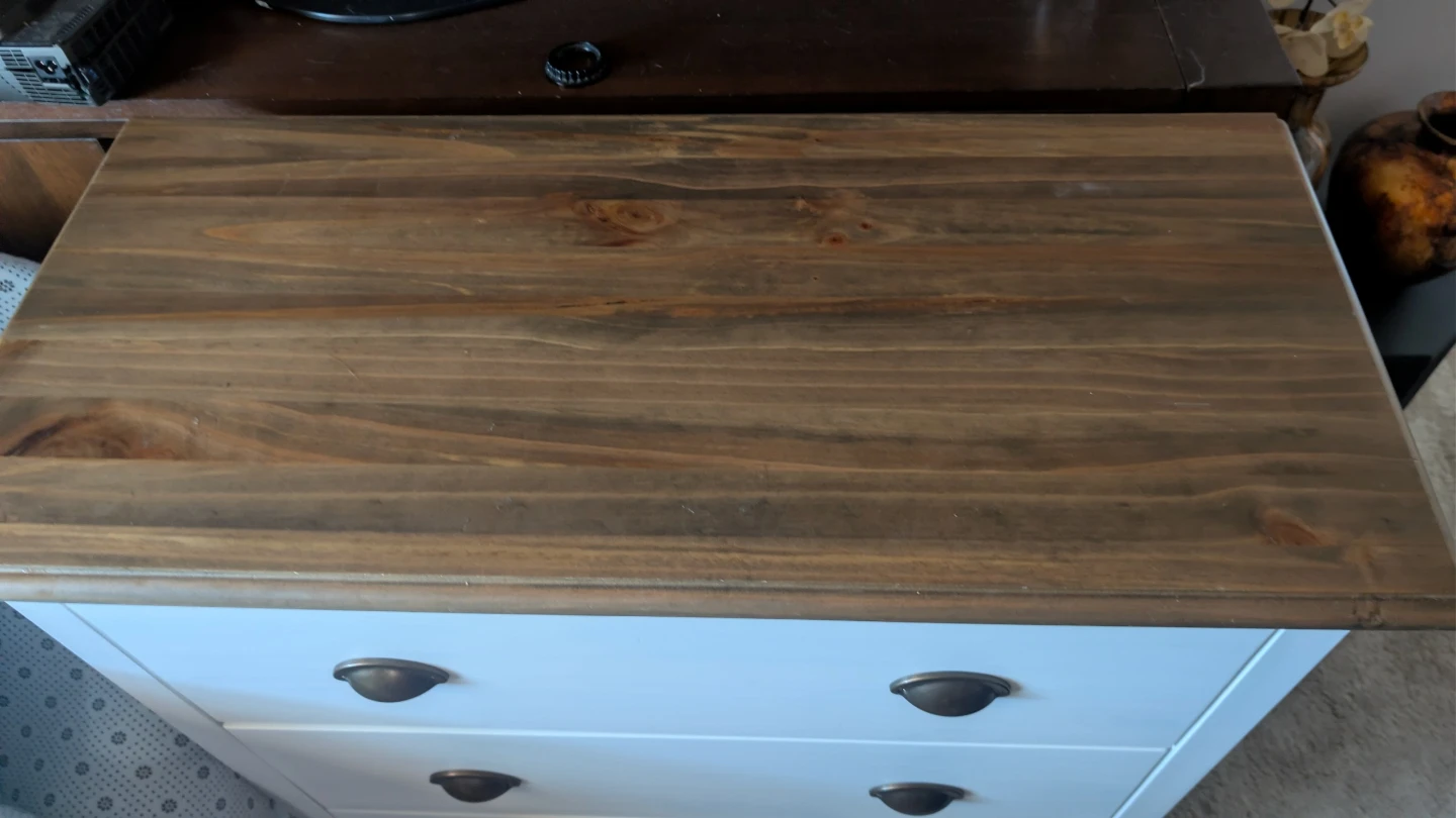 White 3-Drawer Dresser with Wood Top - photo 2