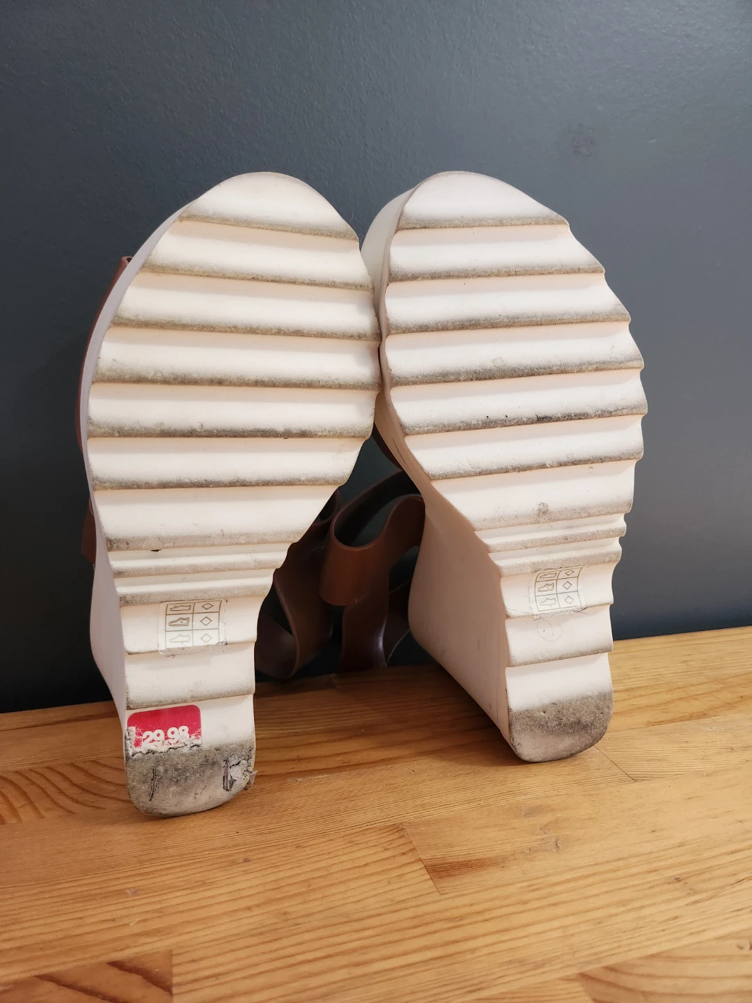 Call It Spring Brown White Platform Wedge Sandals- (US 6.5) - photo 3