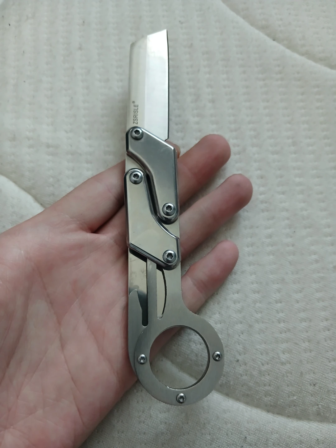 Stainless Steel Folding Pocket Knife W/ Sheath