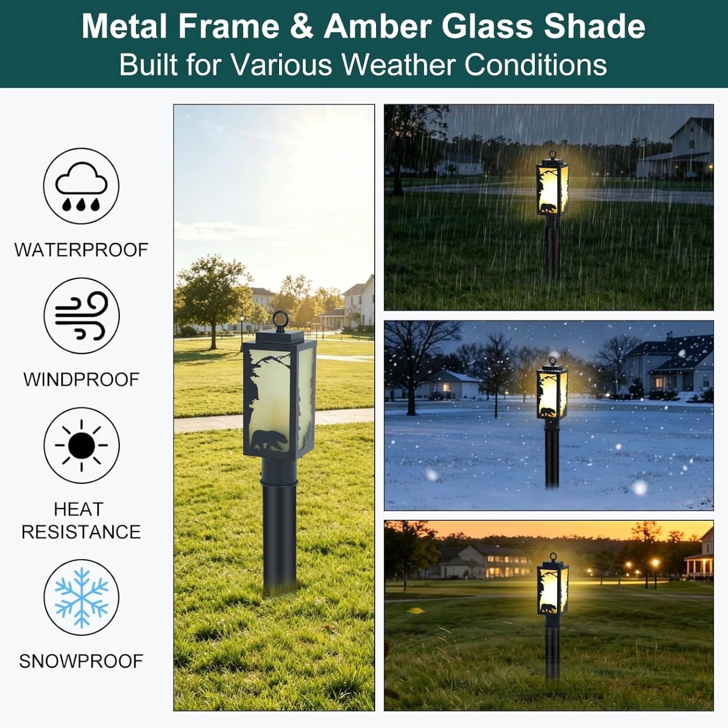 Outdoor Post Light Fixture - Bear Pattern - photo 4