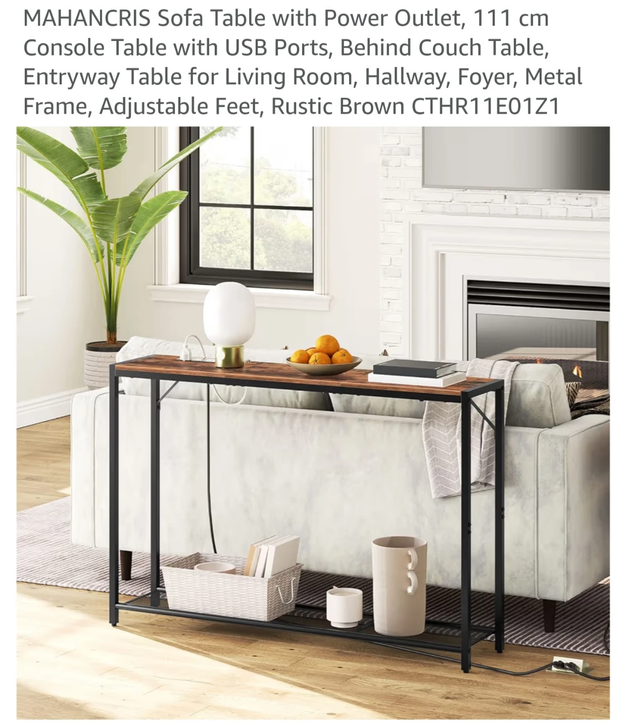 MAHANCRIS Sofa Table with Power Outlet and USB Ports - photo 4