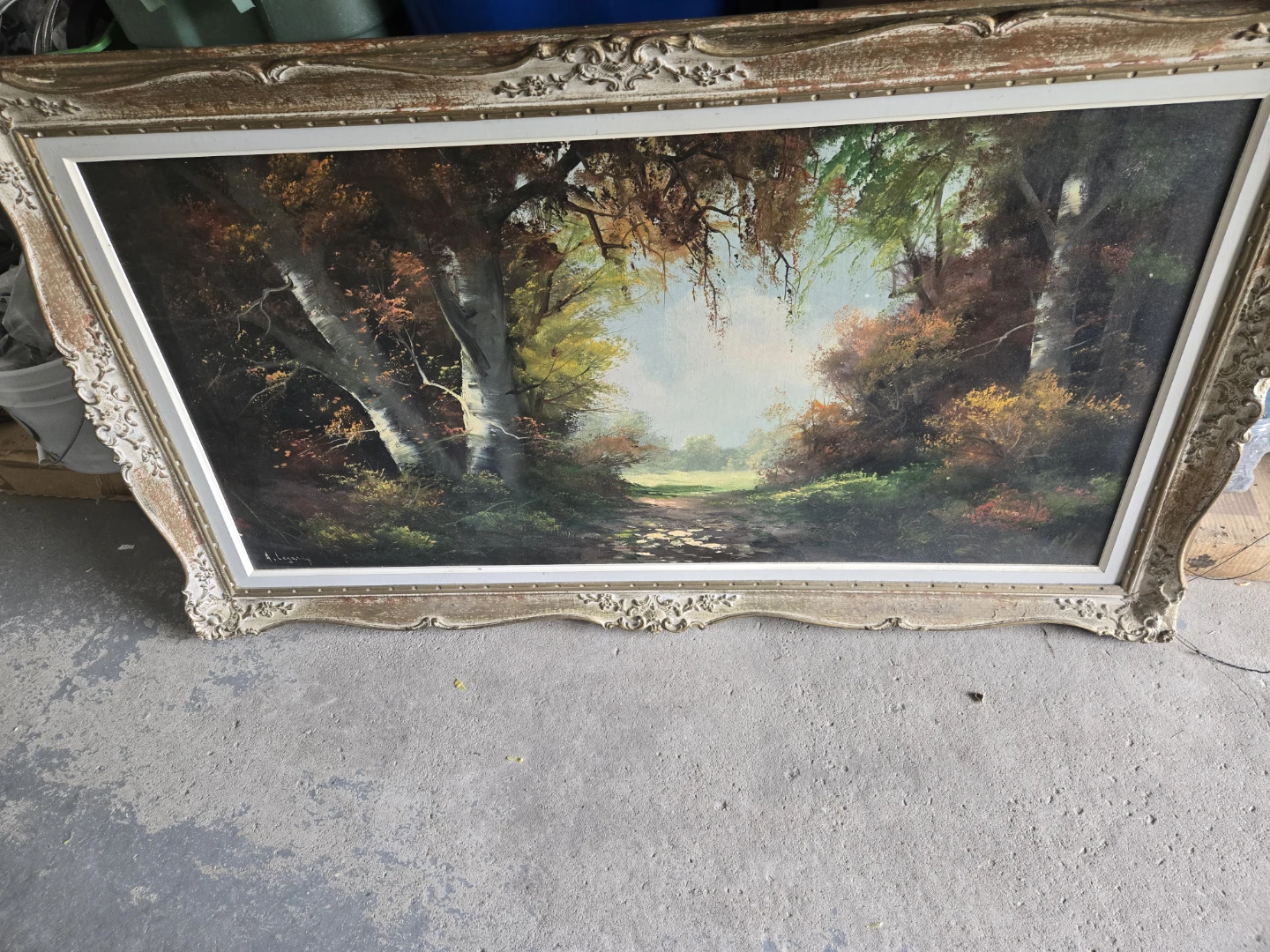 Vintage Forest Landscape Oil Painting
