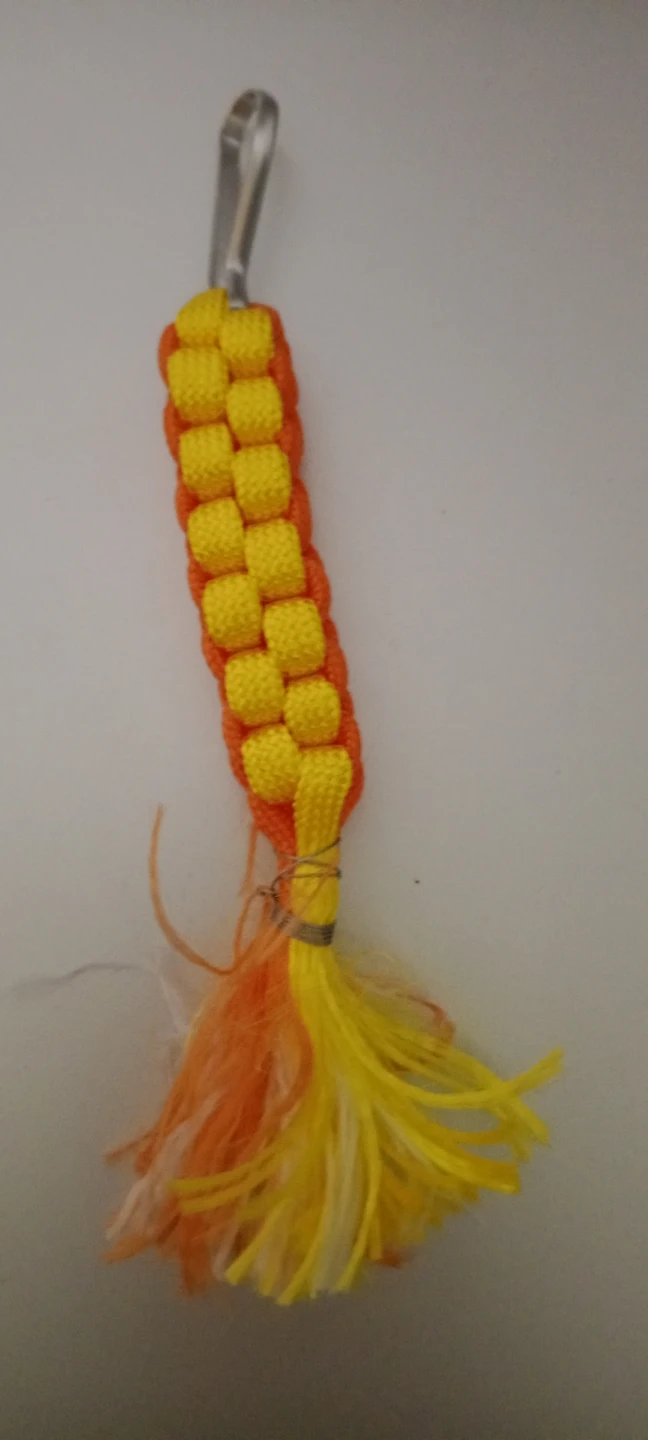 Orange and Yellow Braided Keychain with Tassel